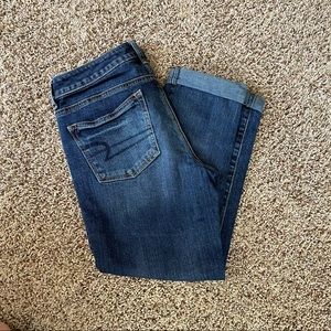 American Eagle dark wash Cropped jeans with button fly